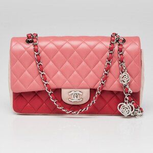 Chanel Pink/Red Quilted Lambskin Leather Valentine Medium Single Flap Bag